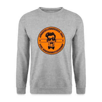 Junggesellenabschied 2024 - Unisex Pullover - Weißgrau meliert - Vorne - Alina (178cm) & Michal (187cm)