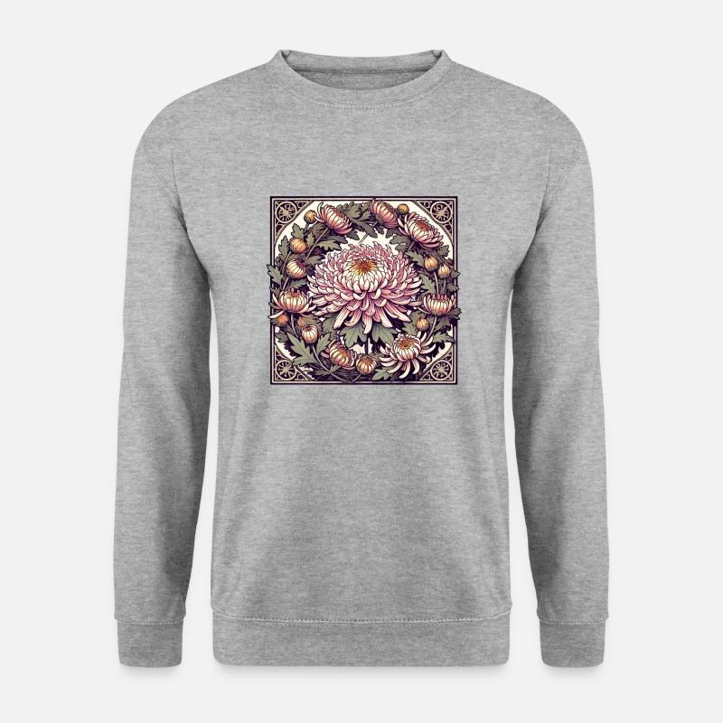 Blumen - Unisex Pullover - Weißgrau meliert