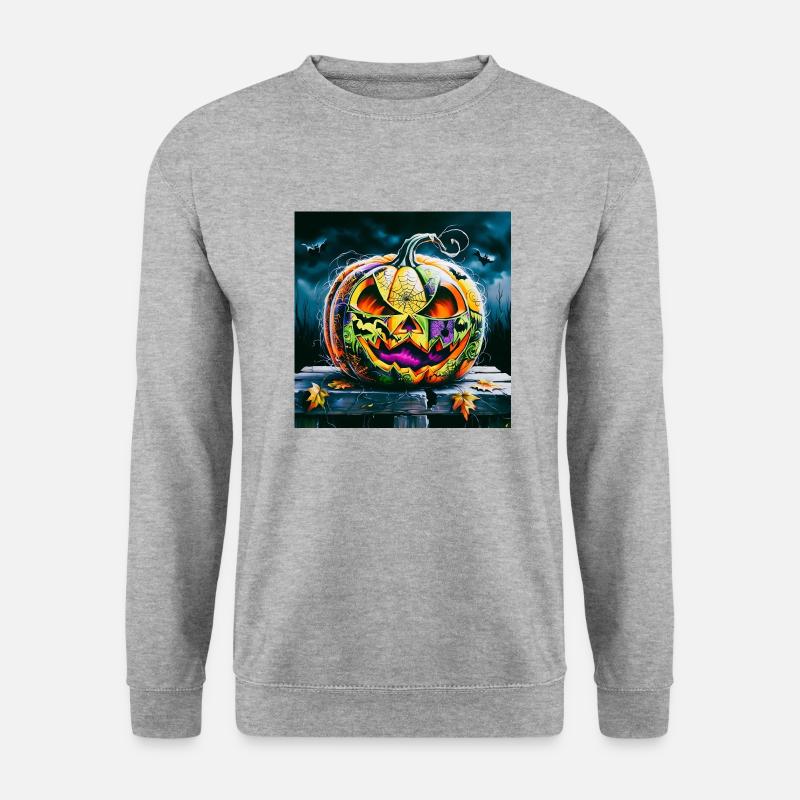 Halloween-Kürbis - Unisex Pullover - Weißgrau meliert