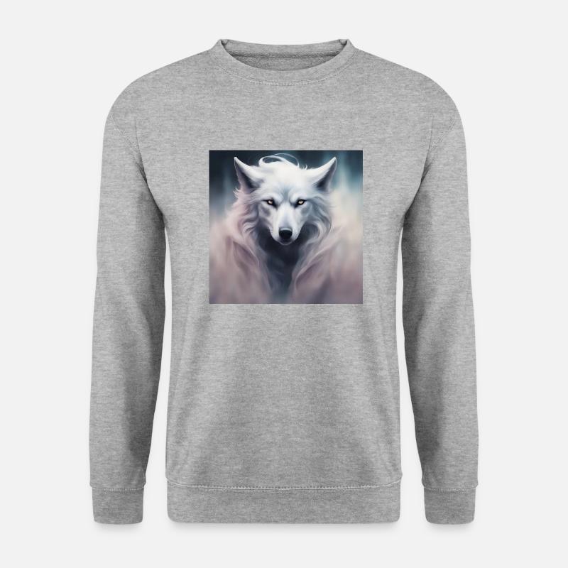 Wolf Spirit - Unisex Pullover - Weißgrau meliert