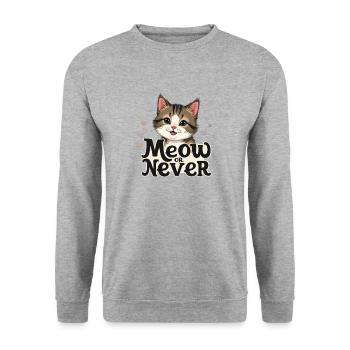 Süßes Kätzchen Mieze Katze - Unisex Pullover - Weißgrau meliert - Vorne - Alina (178cm) & Michal (187cm)