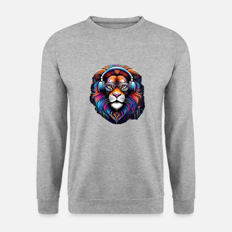 Techno Löwe - Unisex Pullover - Weißgrau meliert
