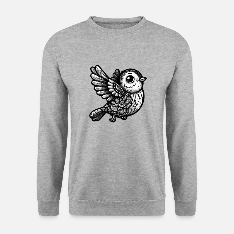 Melodische Singvogel-Gelassenheit - Unisex Pullover - Weißgrau meliert