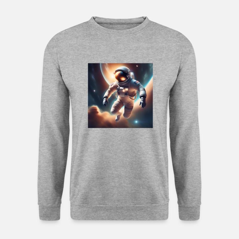 Astronaut im Weltall - Unisex Pullover - Weißgrau meliert