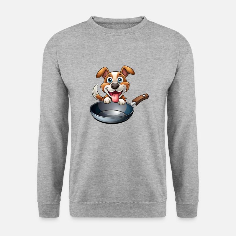 Pfannenhund - Unisex Pullover - Weißgrau meliert