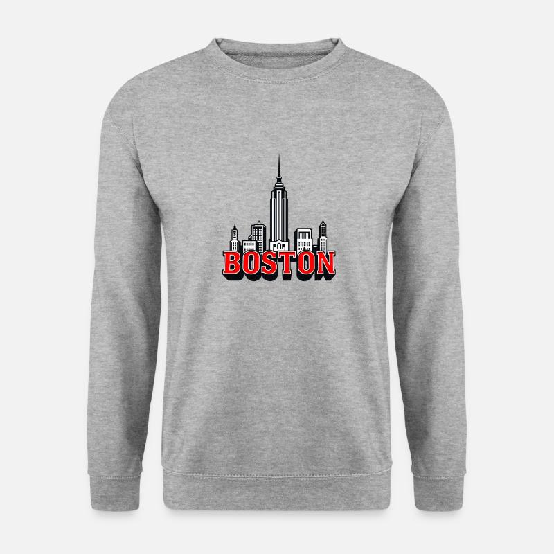 Boston USA Geschenkidee - Unisex Pullover - Weißgrau meliert