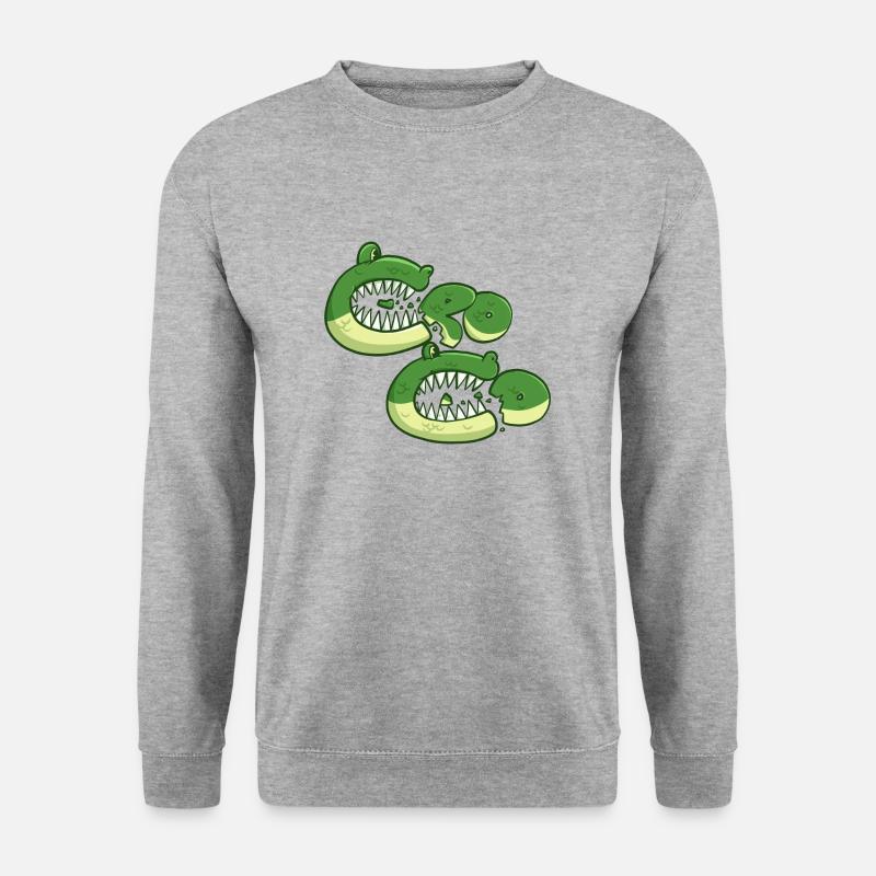 Hungriges Krokodil - Unisex Pullover - Weißgrau meliert