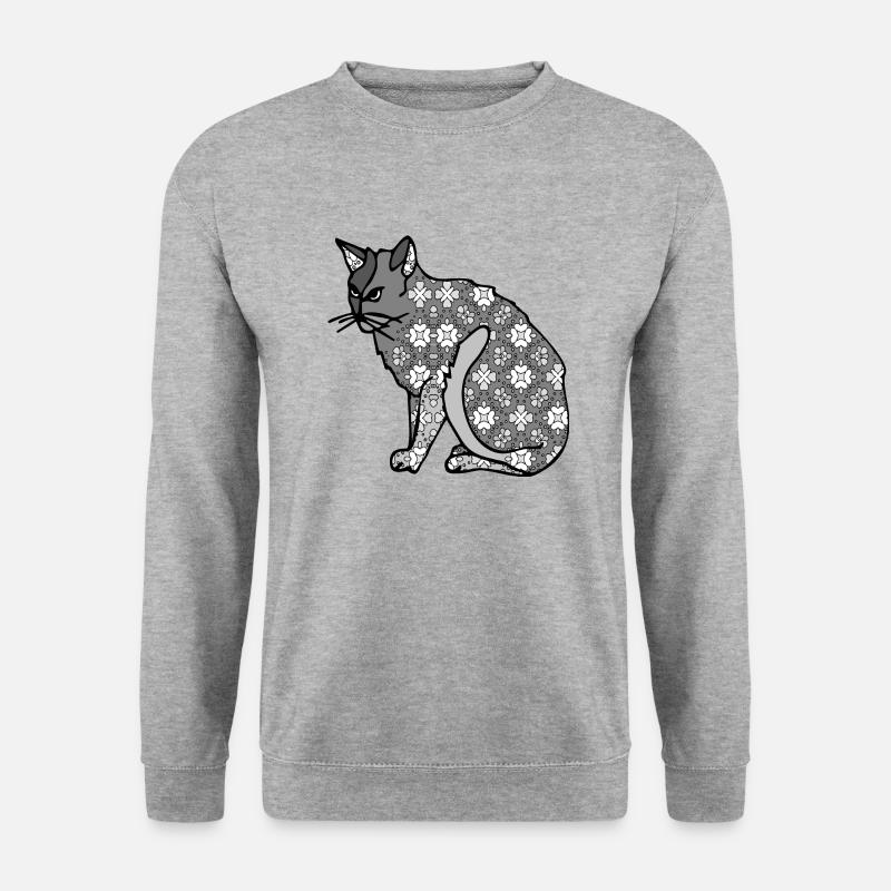 Katze - Unisex Pullover - Weißgrau meliert