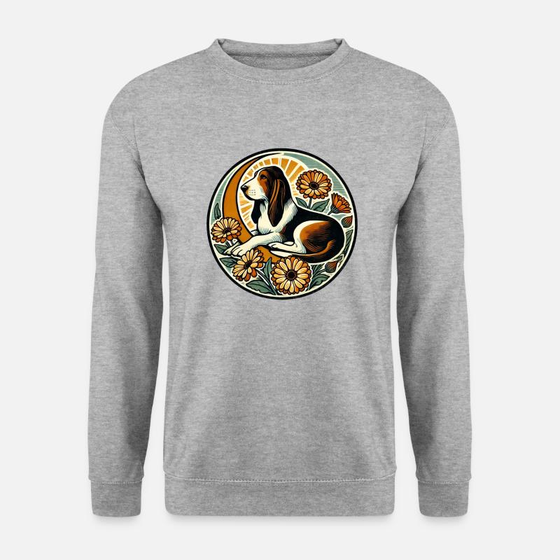 Basset Hound - Unisex Pullover - Weißgrau meliert