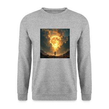 Der Himmel öffnet sich - Unisex Pullover - Weißgrau meliert - Vorne - Alina (178cm) & Michal (187cm)