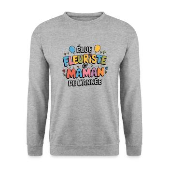 Elu fleuriste et maman de l'année - Sweat-shirt Unisexe - gris chiné - Devant - Alina (178cm) & Michal (187cm)