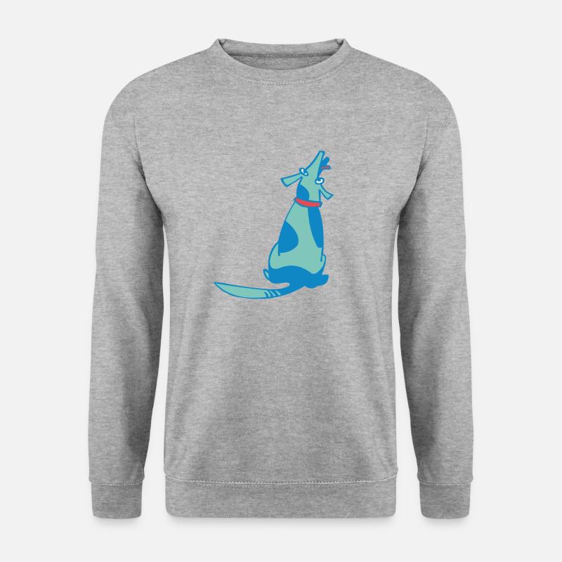 Aufmerksam sitzender Hund - Unisex Pullover - Weißgrau meliert