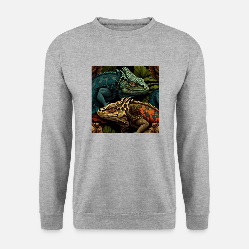 Leguan-Duo - Unisex Pullover - Weißgrau meliert