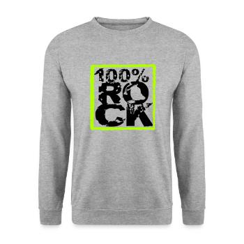 100 % Prozent Rock Heavy Metal Musik Text Logo Fun - Unisex Pullover - Weißgrau meliert - Vorne - Alina (178cm) & Michal (187cm)