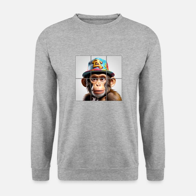 Affe X - Unisex Pullover - Weißgrau meliert