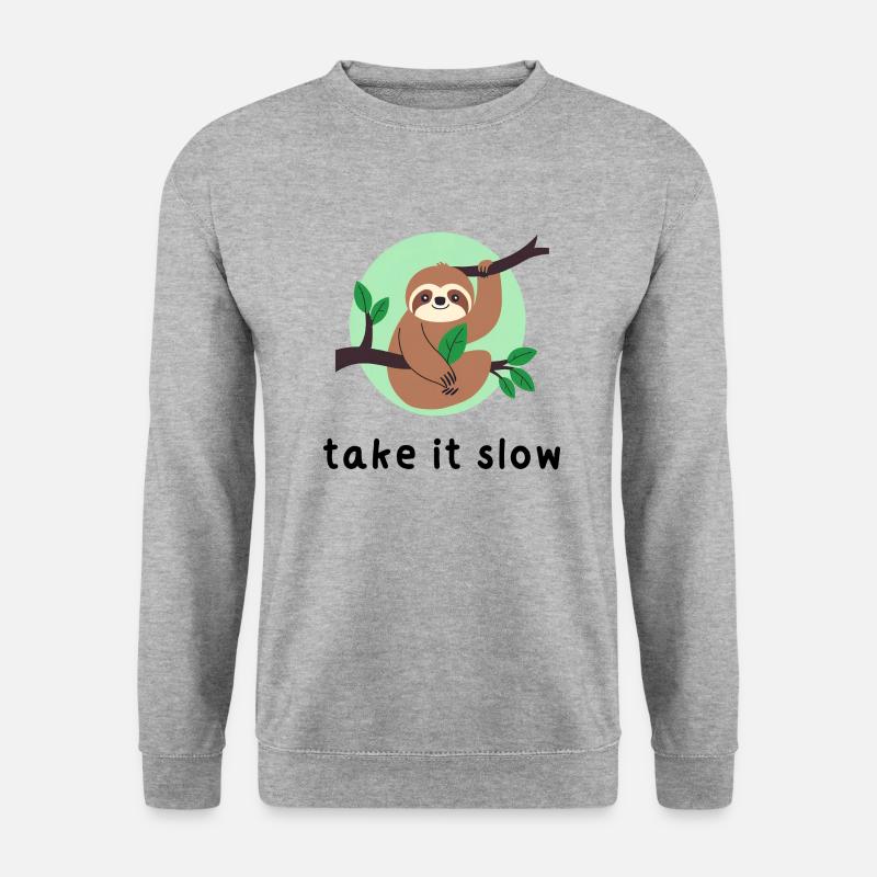 Gehen Sie es langsam an - Unisex Pullover - Weißgrau meliert
