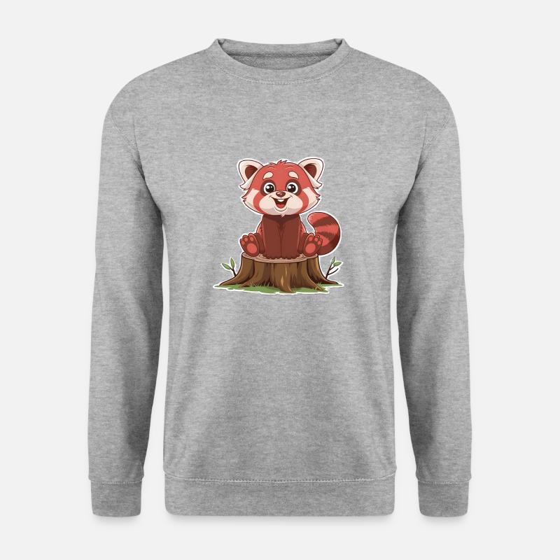 Total süßer roter Panda - Unisex Pullover - Weißgrau meliert