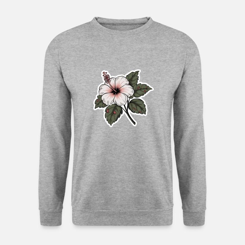 Hibiskus - Unisex Pullover - Weißgrau meliert