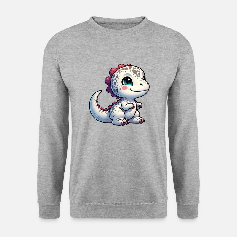 Kleiner Dinosaurier - Unisex Pullover - Weißgrau meliert