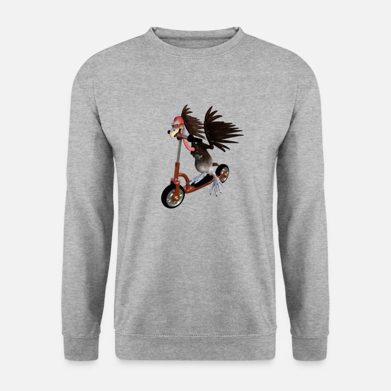 Geier fährt auf einem Roller - Unisex Pullover - Weißgrau meliert