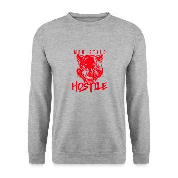 MON STYLE ? HOSTILE ! (panthère) - Sweat-shirt Unisexe - gris chiné - Devant - Alina (178cm) & Michal (187cm)