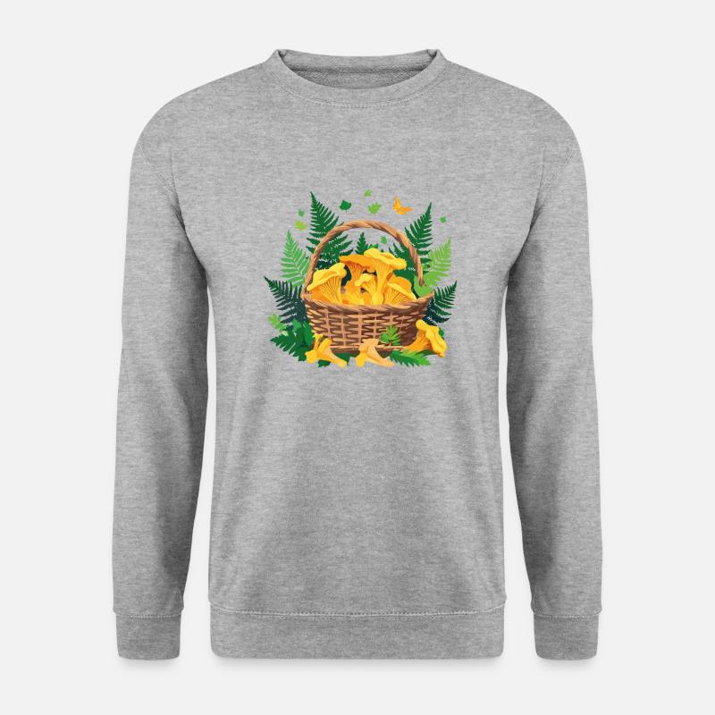 Pilzkorb Pfifferlinge - Unisex Pullover - Weißgrau meliert