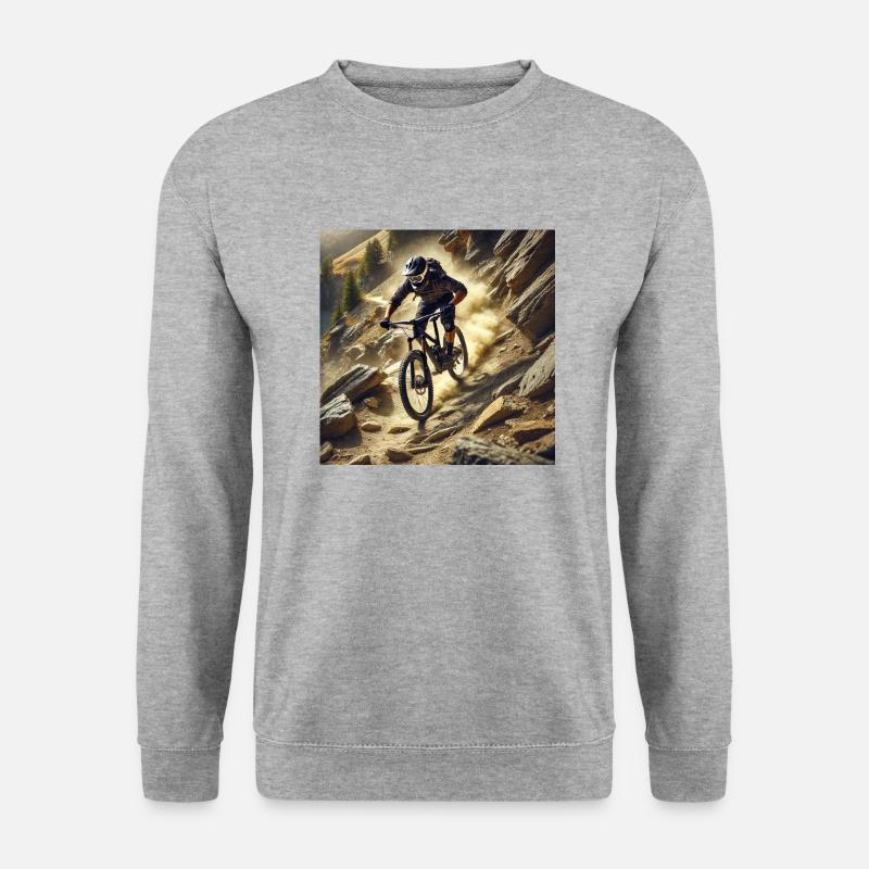 Mountainbiken! - Unisex Pullover - Weißgrau meliert