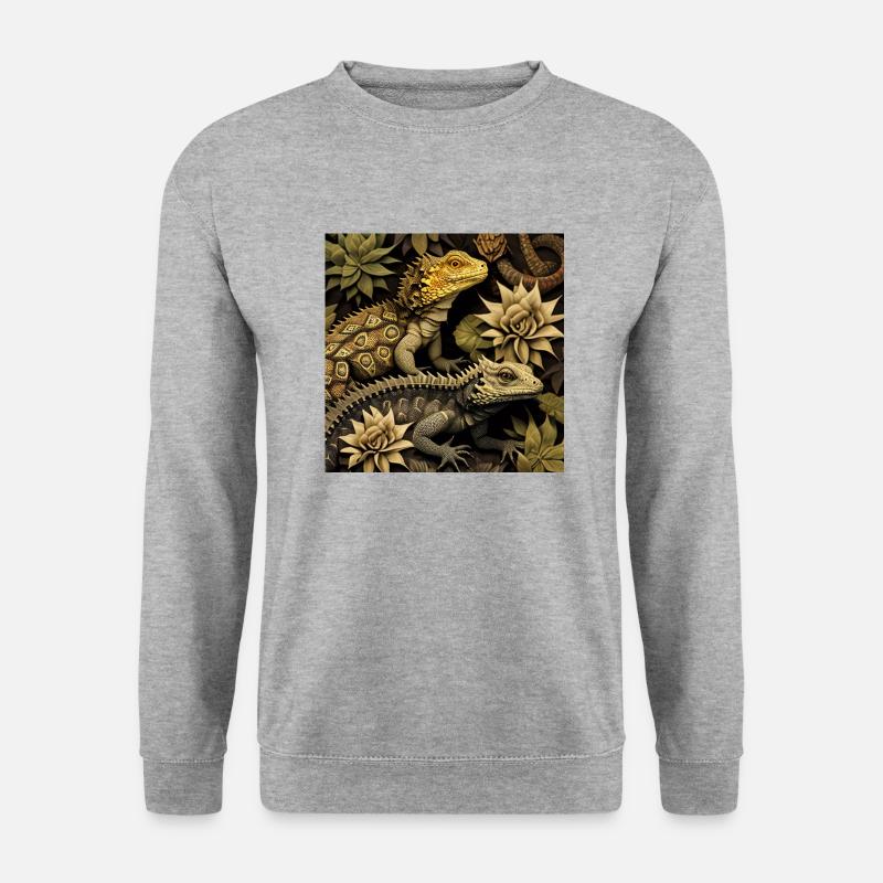Schimmernde Reptilien - Unisex Pullover - Weißgrau meliert