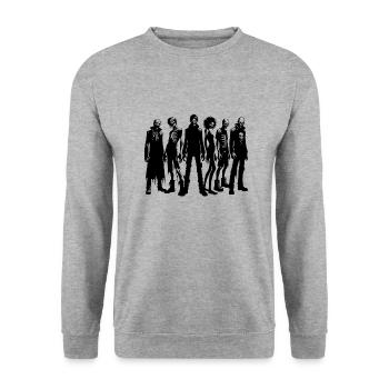 Lustige Halloween Zombie Party Gruppe - Unisex Pullover - Weißgrau meliert - Vorne - Alina (178cm) & Michal (187cm)