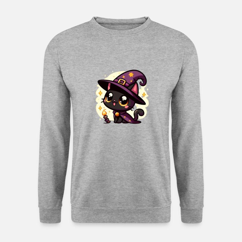 Gruseliges Kätzchen Halloween - Unisex Pullover - Weißgrau meliert