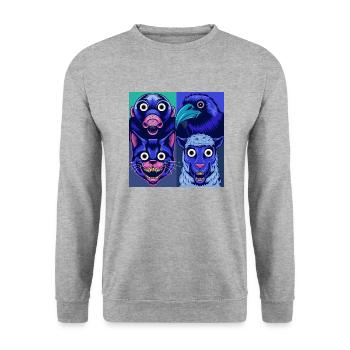 Pop Art Corbeau Mouton Chat Taupe Halloween Animaux - Sweat-shirt Unisexe - gris chiné - Devant - Alina (178cm) & Michal (187cm)