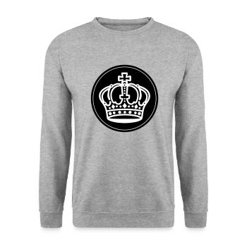 Krone Symbol Kreis - Unisex Pullover - Weißgrau meliert - Vorne - Alina (178cm) & Michal (187cm)