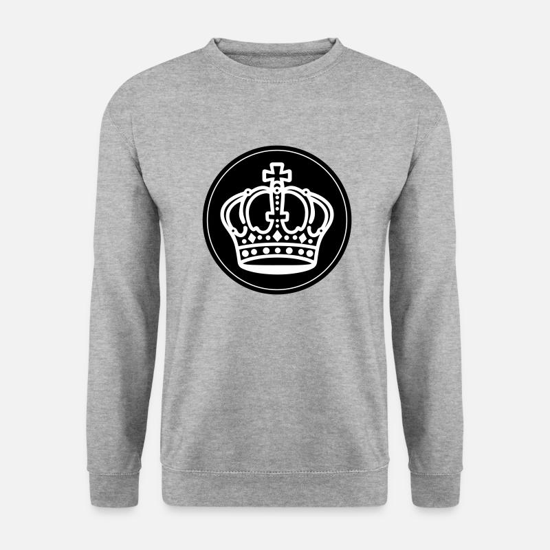 Krone Symbol Kreis - Unisex Pullover - Weißgrau meliert