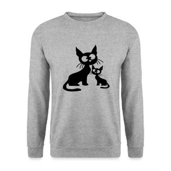 Chat fou Maman Papa Chaton Enfant Chaton Fun - Sweat-shirt Unisexe - gris chiné - Devant - Alina (178cm) & Michal (187cm)