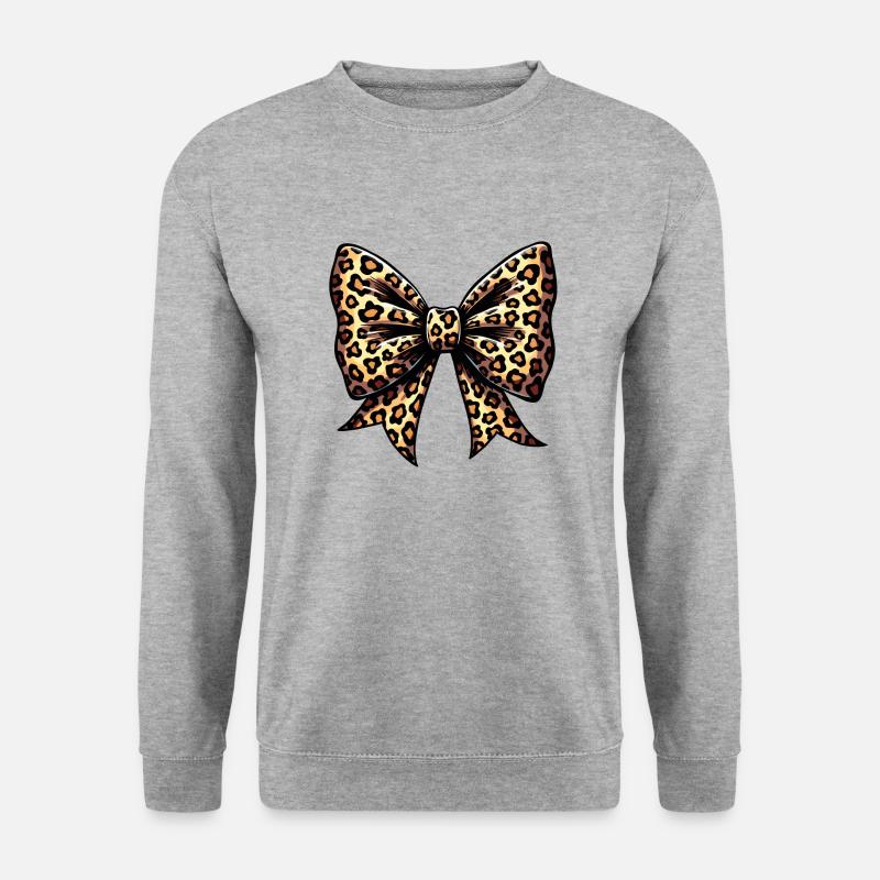 GROSSE SCHLEIFE MIT LEOPARD-TREND - Unisex Pullover - Weißgrau meliert