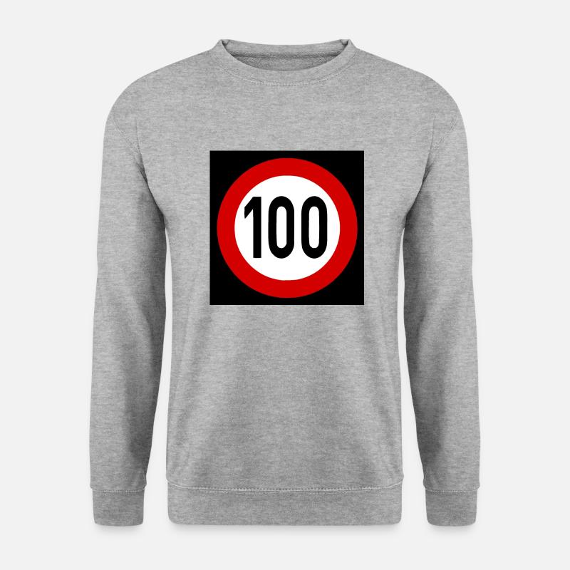 Geschwindigkeitsszeichen TempoLimit 100 Schild - Unisex Pullover - Weißgrau meliert