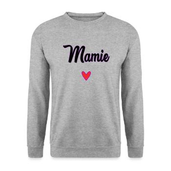 GRANNY. MOTHER'S DAY. HAPPY BIRTHDAY GRANDMA. I LOVE YOU - Unisex Sweatshirt - salt & pepper - Front - Alina (178cm) & Michal (187cm)