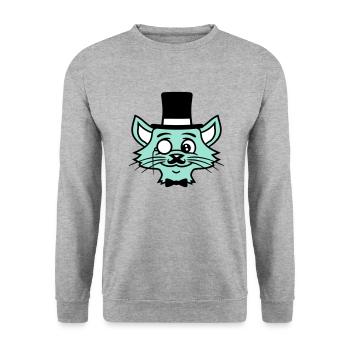 Sir Cat Gentleman Chapeau haut de forme Monocle Rich Gentleman - Sweat-shirt Unisexe - gris chiné - Devant - Alina (178cm) & Michal (187cm)