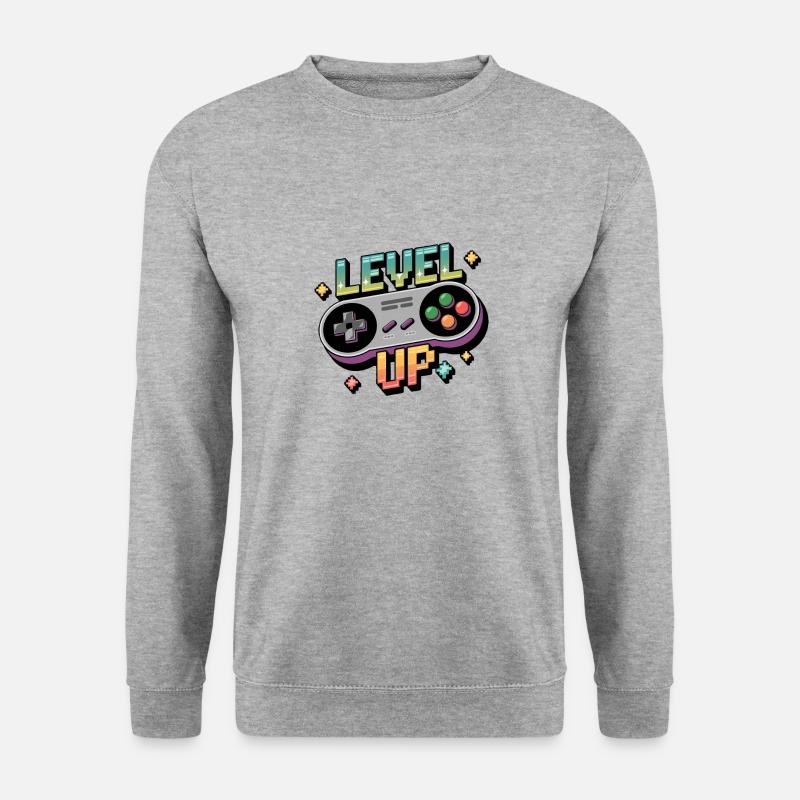 Level Up – Gaming Controller - Unisex Pullover - Weißgrau meliert