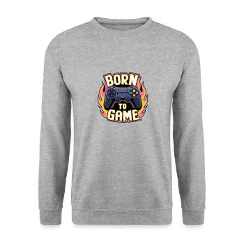 Born to Game – Gaming Controller - Unisex Sweatshirt - salt & pepper - Front - Alina (178cm) & Michal (187cm)