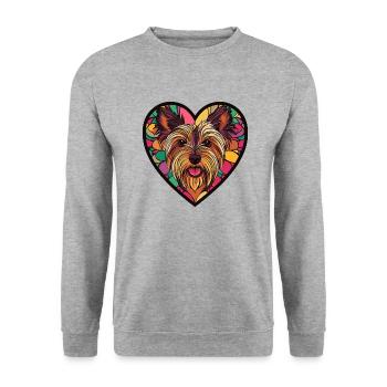 Yorkshire Terrier Dog Heart Love - Unisex Sweatshirt - salt & pepper - Front - Alina (178cm) & Michal (187cm)