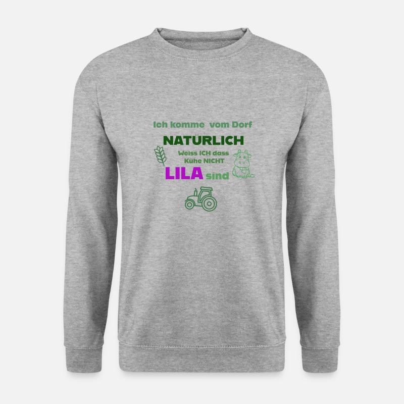 Ich bin ein Dorfkind - Unisex Pullover - Weißgrau meliert