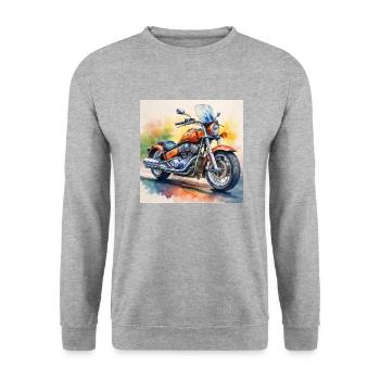Bold Retro Motorcycle Design - Unisex Sweatshirt - salt & pepper - Front - Alina (178cm) & Michal (187cm)