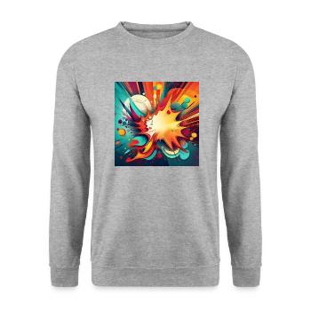 Abstract Colourful Splash with Explosive Design - Unisex Sweatshirt - salt & pepper - Front - Alina (178cm) & Michal (187cm)