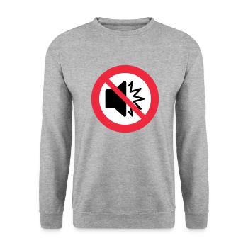 Pas de son - silencieux - muet - ne pas déranger - autisme - Sweat-shirt Unisexe - gris chiné - Devant - Alina (178cm) & Michal (187cm)