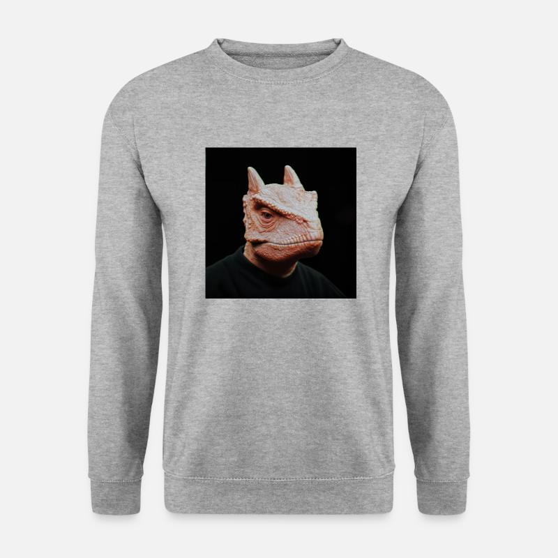 Retro-Dinosaurier - Unisex Pullover - Weißgrau meliert