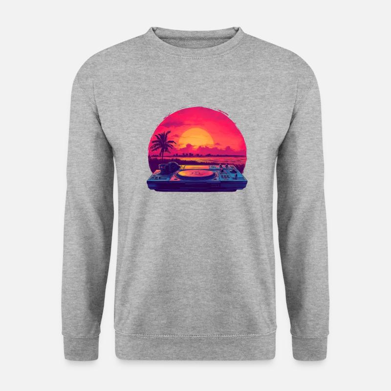 DJ am Strand - Unisex Pullover - Weißgrau meliert