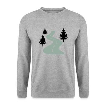 Straße Bäume Weg - Unisex Pullover - Weißgrau meliert - Vorne - Alina (178cm) & Michal (187cm)