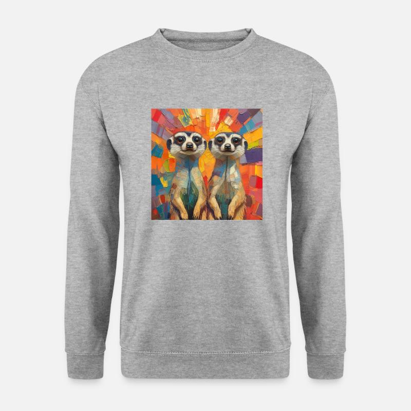 Erdmännchen - Unisex Pullover - Weißgrau meliert