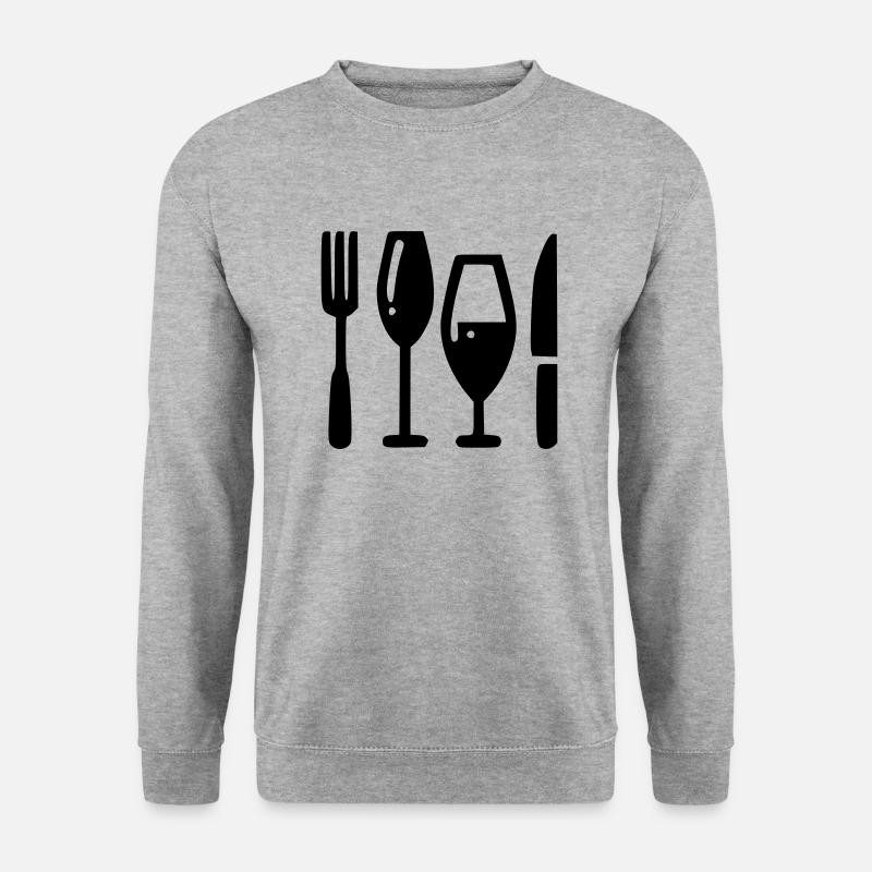 Überdachtes Essen im Restaurant - Unisex Pullover - Weißgrau meliert